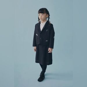 Mina Perhonen Japanese Designer Girl Size 8 Navy Blue Choucho Embroidered Jacket